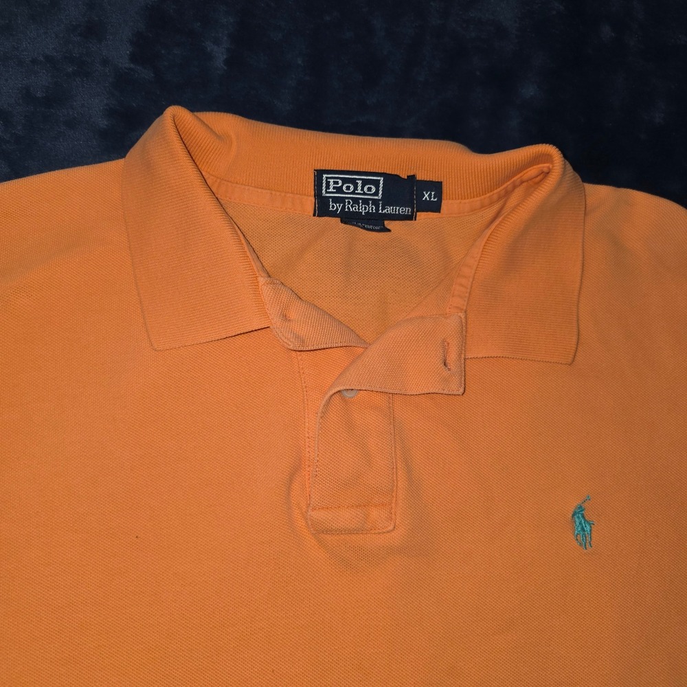 Polo Ralph Lauren Mens XL Peach Orange Cotton Pique Short Sleeve Polo Shirt